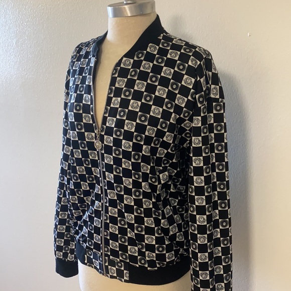 Versace Intensive Black White Medusa Print Fabric Jacket. M - Picture 2 of 6